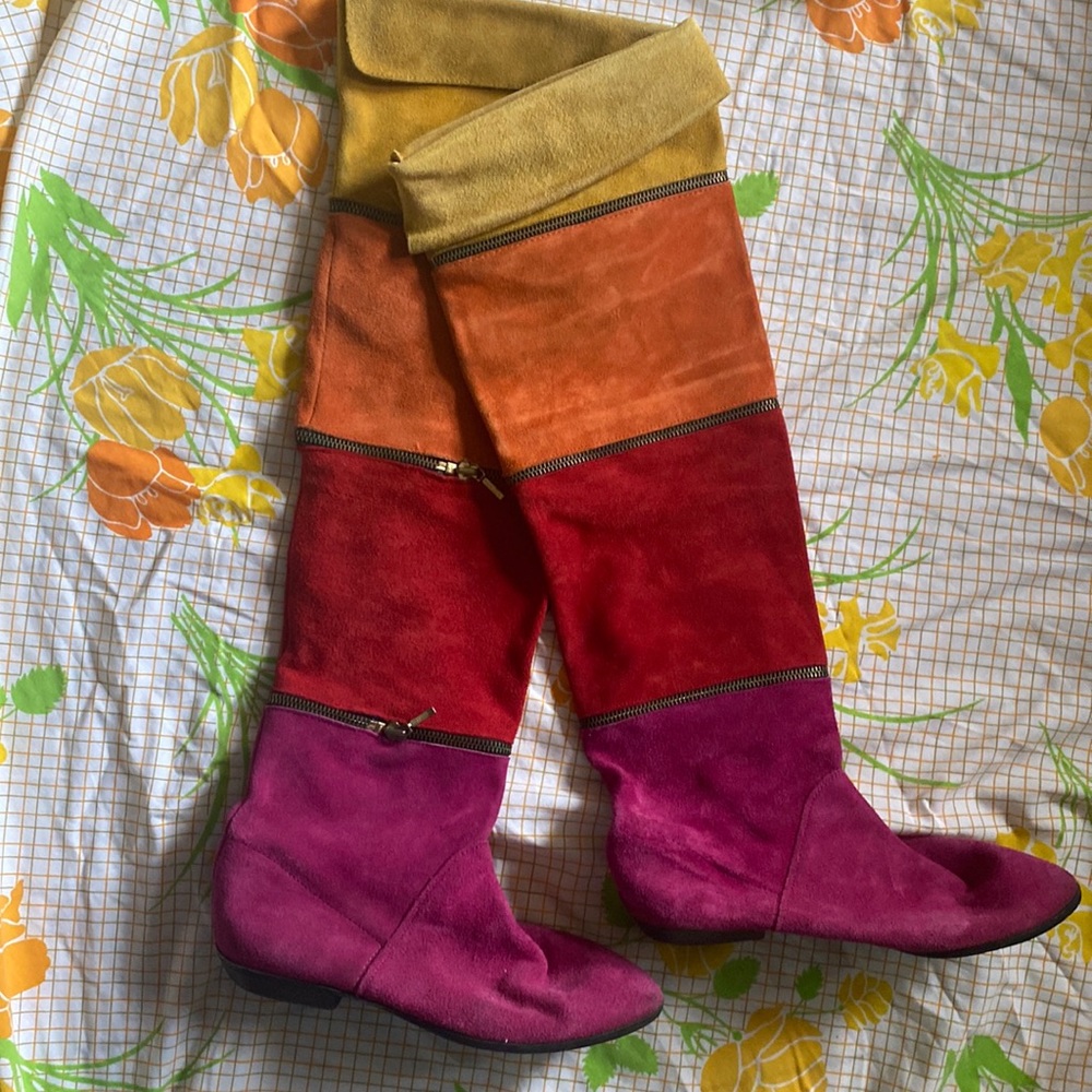Crazy colourful vintage high boots